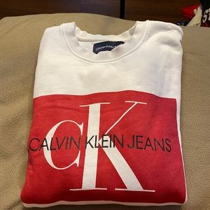 Calvin Klein white and red crew neck